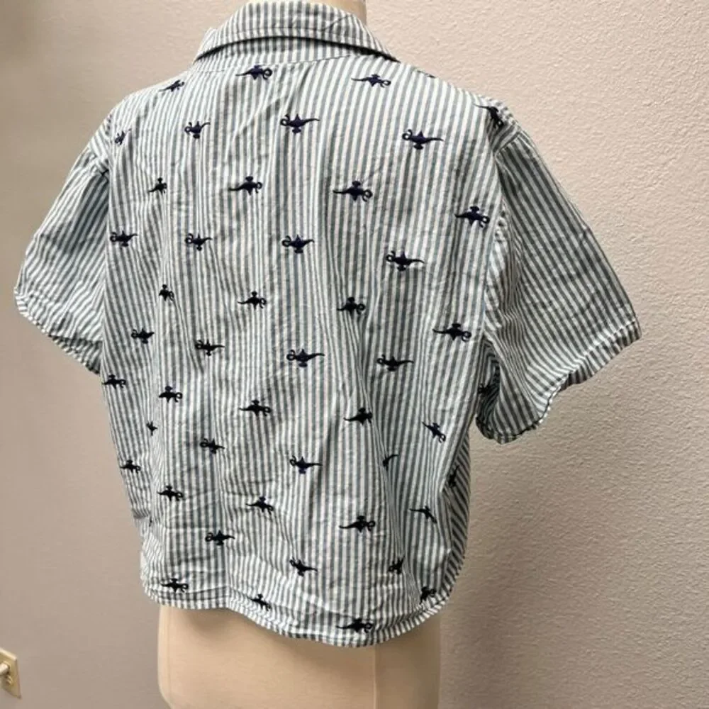 Disney Her Universe Aladdin Lamp Embroidered Tie Hem‎ Blouse Misses size XL - Picture 7 of 8